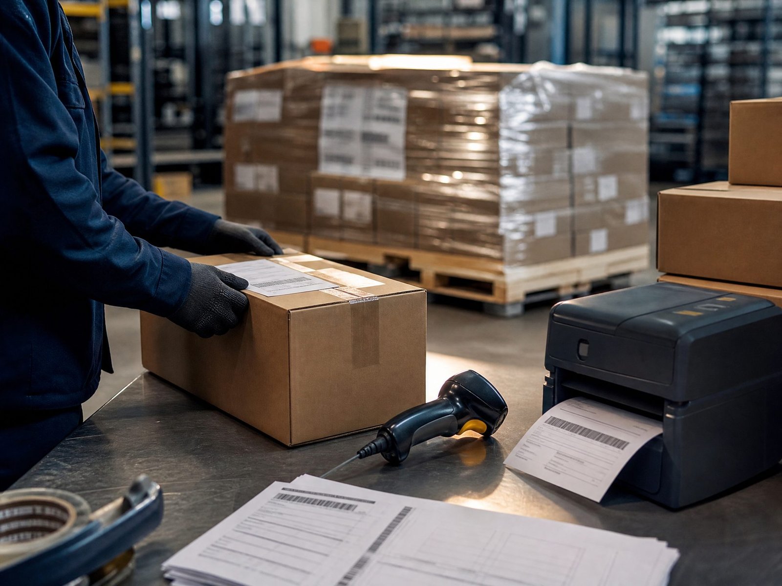 Dispatch bench with packed orders